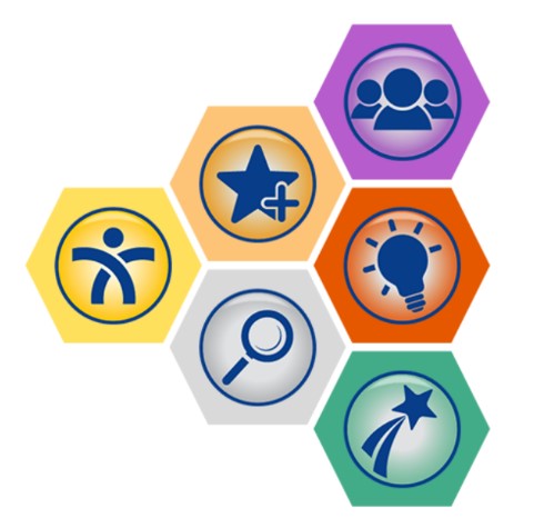 fellows icons arranged in a honeycomb shape