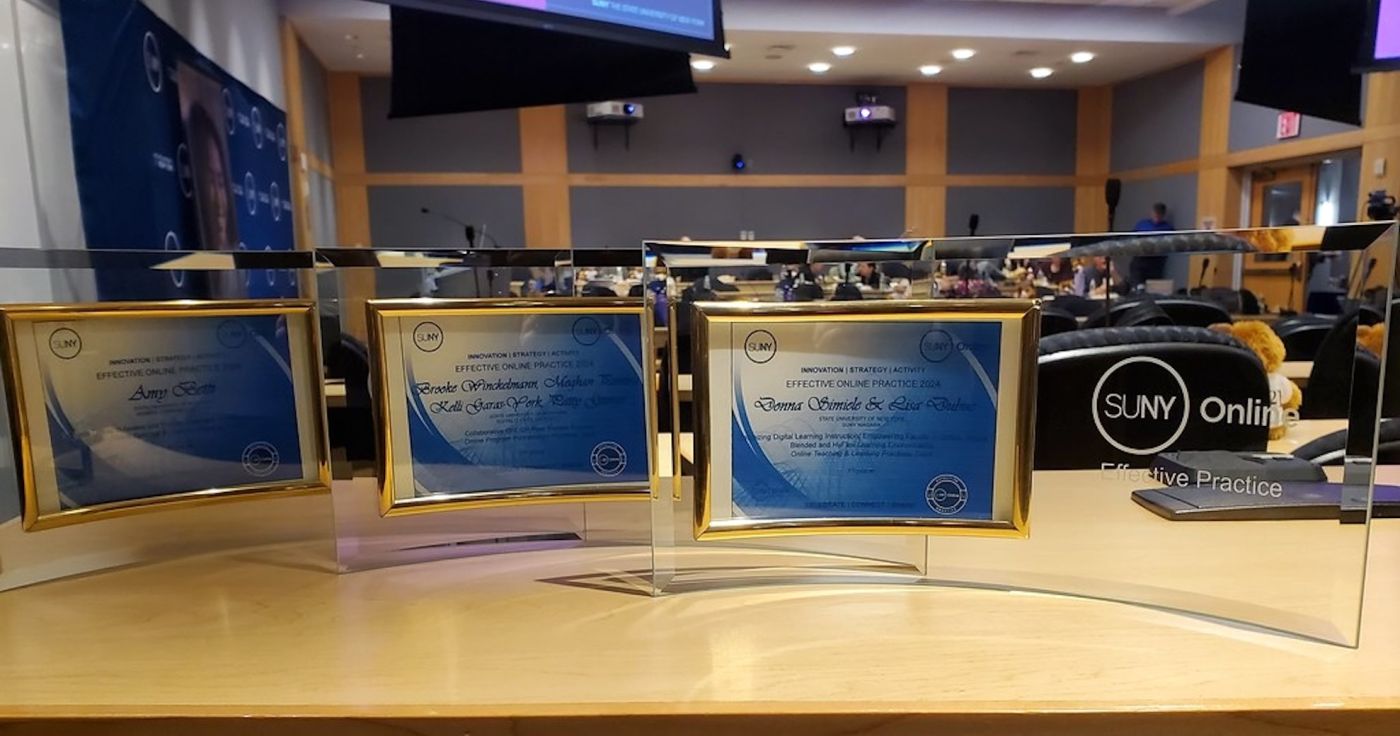 SUNY Online awards sitting on table