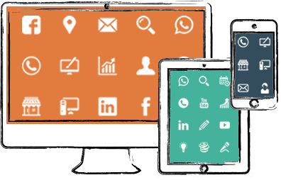 icons of a monitor, tablet, and phone