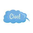 The word "hello" (Ciao) in Italian in a speech bubble