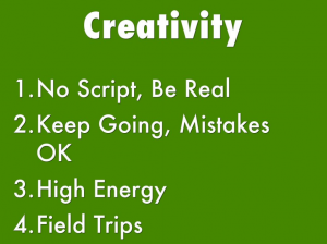 Screenshot from presentation talking about creativity