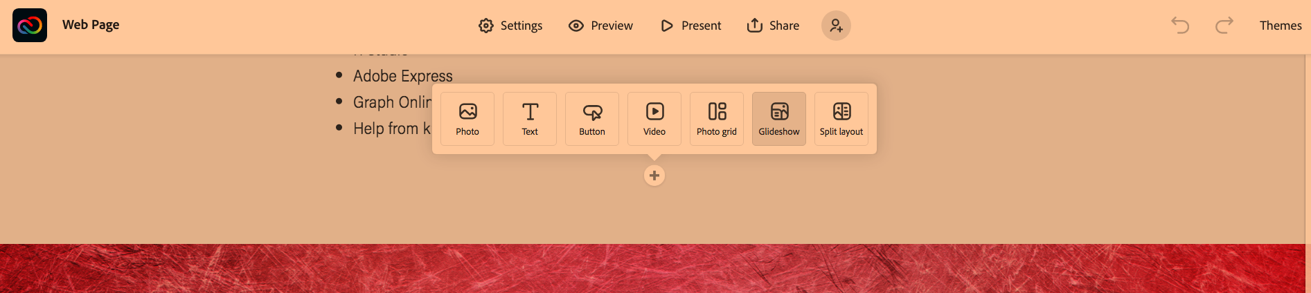 screenshot of toolbar