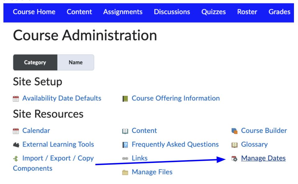 Image of course admin section in Brightspace