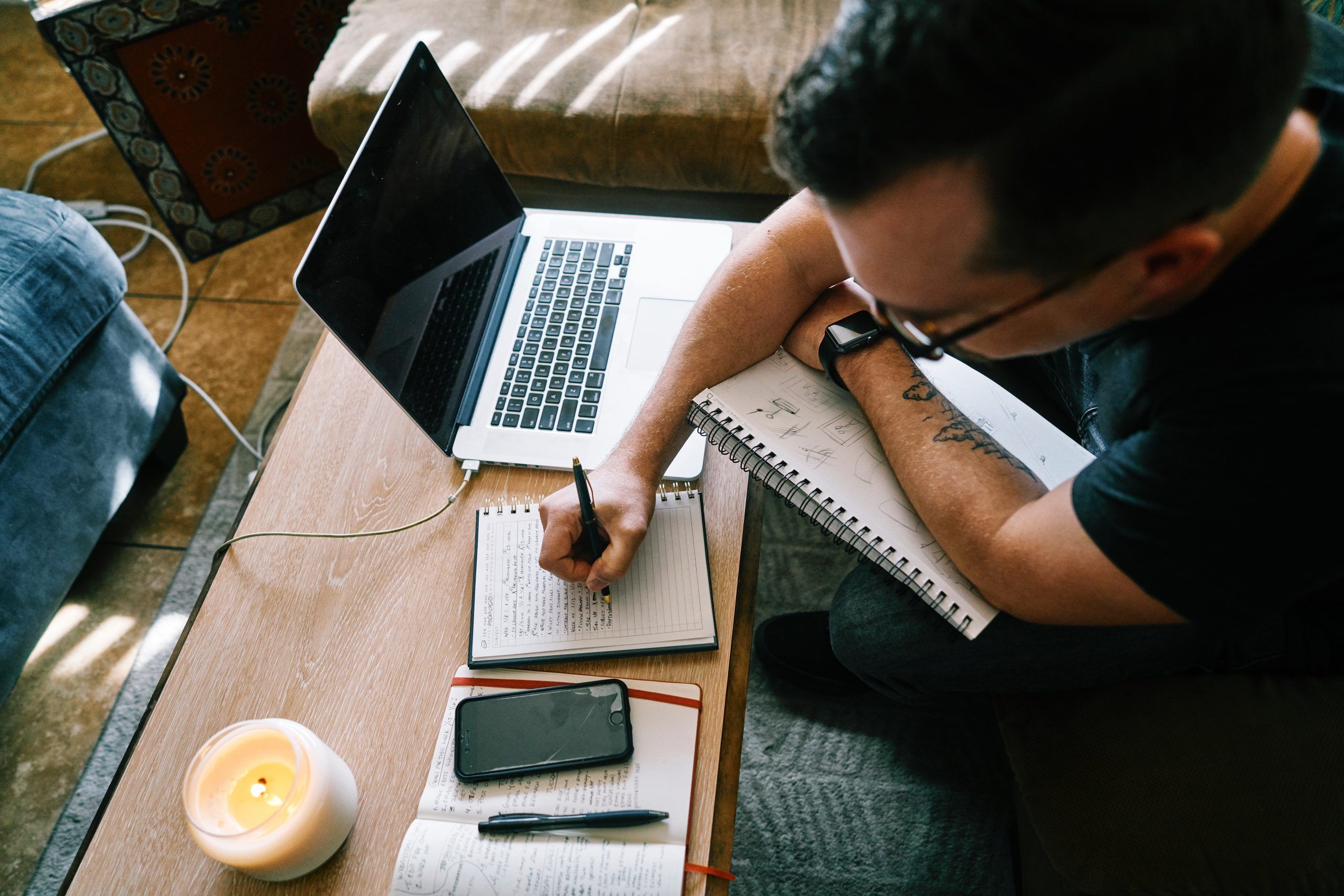 Woman working on a laptop