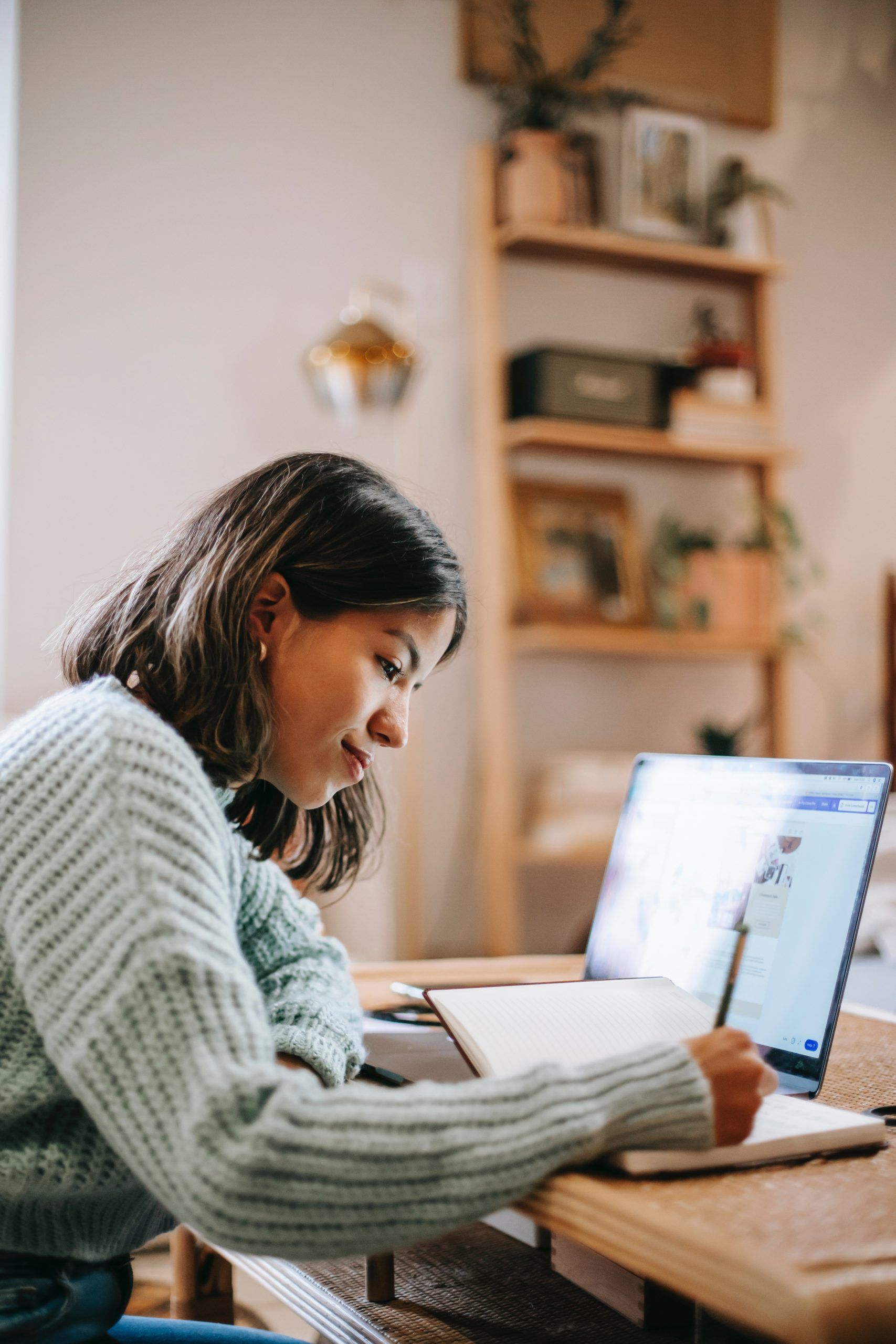 Woman working on a laptop