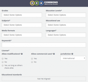 Screen Capture of OER Commons Description Fields