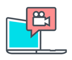 laptop with video recorder icon
